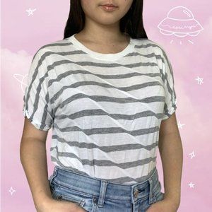 White and gray oversized striped shirt